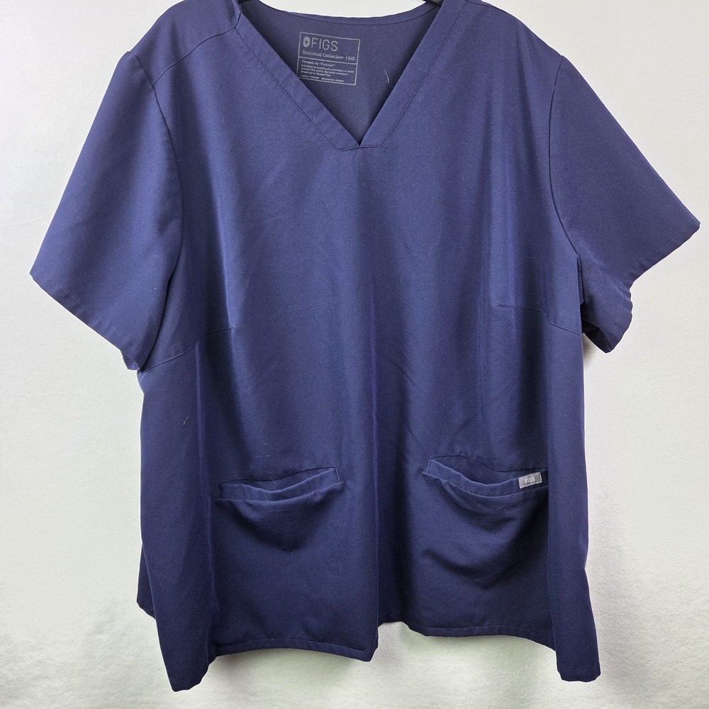 FIGS Casma Scrub Top Women's 6XL Navy Blue Soft Stretch V-Neck‎ Medical Uniform